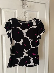 Precioso top plisado manga corta negro blanco rosa Worthington para mujer talla Ps - Imagen 1 de 3