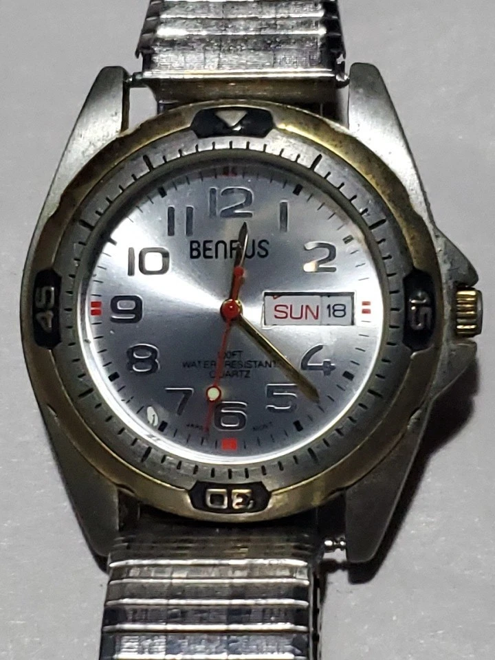 Reloj Hombre Benrus BNW25403W Acero Inoxidable Impermeable 100FT BATERÍA NUEVA FUNCIONA Foto 1 de 4