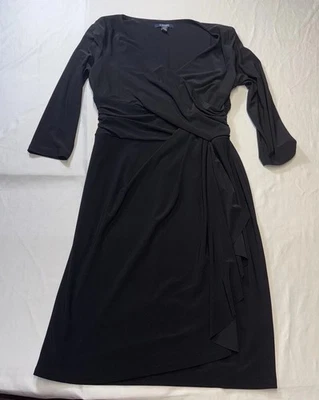 Vestido negro elástico medio lateral Chaps para mujer Foto 1 de 4