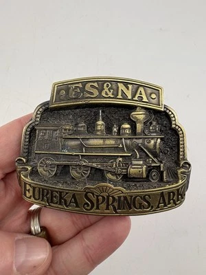 Vtg 1980s ES & NA RAILOAD Belt Buckle Pewter Eureka Springs & Northern Arkansas - Image 1 of 4