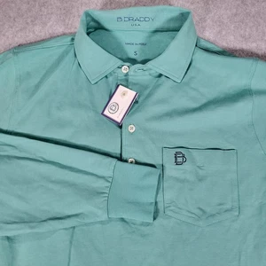 B Draddy Para Hombres Pequeño Verde Jack Manga Larga Polo Bolsillo en el Pecho Algodón Pima - Imagen 1 de 10