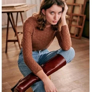 Maglione Sezane Constance marrone super bambino mohair bambino alpaca scoop schiena taglia XS - Foto 1 di 14