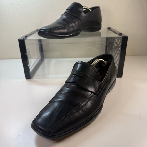 Mocassini Prada uomo penny in pelle nera taglia UK 8 5 slip on made in Italy