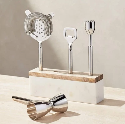 Exclusive Wood & Marble Bar Tool Set – Luxury Cocktail Shaker & Accessories - Image 1 of 3