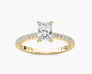 1.50 CT Radiant Cut IGI Certified Lab Grown Diamond Wedding Ring 18K Yellow Gold - Picture 1 of 11