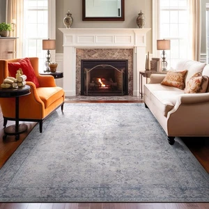 Rugshop Rugs Transitional Bordered Vintage Machine Washable Non Slip Rugs 10x14 - Picture 1 of 10