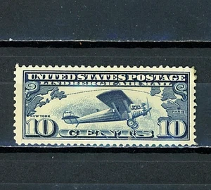 SCOTT  # C10  - ONE TEN CENT LINGBERG STRAIGHT EDGE STAMP - 1927 -  VF/OG/MLH - Picture 1 of 2