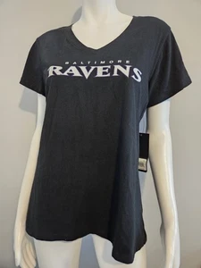 OTS V Neck Distressed Womens Baltimore Ravens T-shirt Size L - Picture 1 of 10