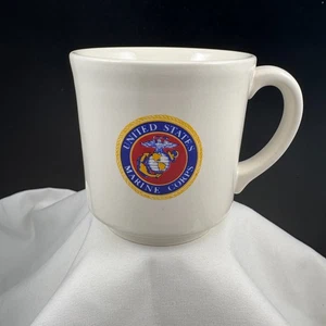 Vintage United States Marine Corps Mil Art Coffee Cup Mug Heavy 1 Finger - Picture 1 of 6