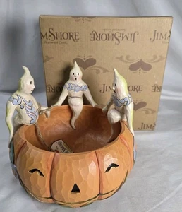Jim Shore Life’s A Bowl Of Scaries Halloween Ghost Pumpkin Bowl 4022900 W/Box - Picture 1 of 22