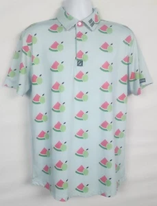 Full Wedge Polo Shirt Mens M Blue Geometric Casual Golf Performance Stretch - Picture 1 of 9