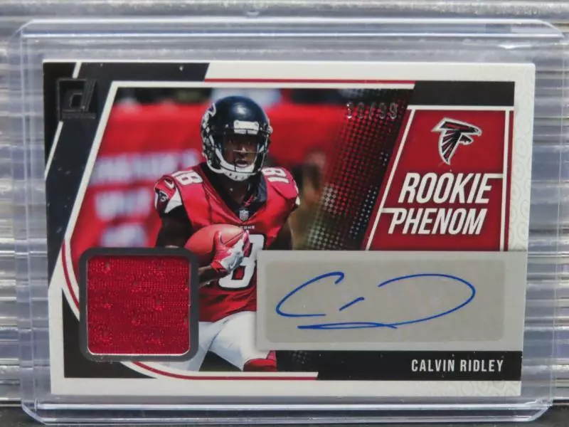 2018 Donruss Calvin Ridley Rookie Phenom RPA Jersey Patch Auto RC #38/99 Falcons