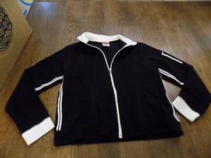 Danskin Now Full Zip Cute Athletic Jacket Black White Stripes Trim Pockets sz S - Picture 1 of 9