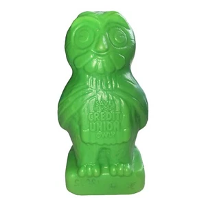 Vintage Credit Union Owly Green Owl Moneybox. 15cm High - Bild 1 von 7