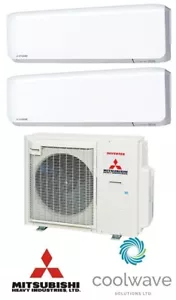 Mitsubishi Aire Acondicionado Multi Sistema 7kw Exterior 2x 3.5kw Interior Inc Wi-Fi! - Imagen 1 de 8