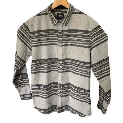Company 81 Flannel Shirt Mens XL Gray Black Horizontal Stripe Button Up - Image 1 of 4