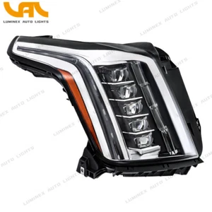 RH Side Headlight Assembly For 2015-2020 Cadillac Escalade LED Chrome Housing - Picture 1 of 20