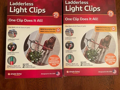 75 Light Hanger Clips Ladderless White Plastic Simple Living Gutters Or Shingles - Image 1 of 3