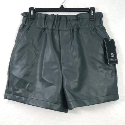 Bagatelle Shorts Womens Small Gray Faux Leather Paperbag Goth Preppy Academia - Image 1 of 4