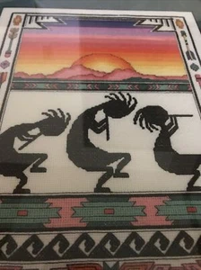 1993 - Kokopelli - fertig - Kreuzstich Southwestern - Flöten - Happy Dance - Bild 1 von 4