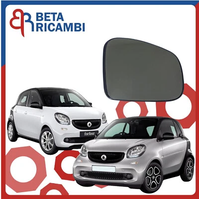 Vetro Specchietto Per Smart 453 2014> Piastra Specchio Destro Dx Termico - Immagine 1 di 4