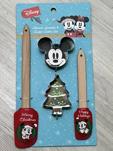 Disney Mickey & Minnie Mouse Vacaciones Navidad Espátula Cortador de Galletas Juego de 4 Piezas - Imagen 1 de 7