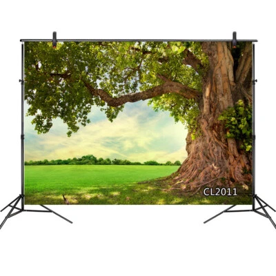 Spring Nature Old Big Tree Green Grass 10x8FT Vinyl Backdrop Photo Background LB - Image 1 of 4