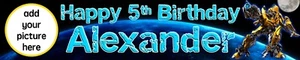 2 x Transformers Theme Personalised Photo Birthday Banners - Picture 1 of 1
