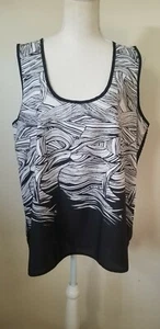 Milano XL Black & White Sleeveless Top scoop neck Pre-owned Good Condition - Picture 1 of 8