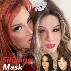 Realistic Silicone Mask Headwear Female Face Masks for Crossdresser Drag Queen   - Bild 1 von 32