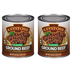 2 Can- Keystone Meats All Natural Ground Beef Fully Cooked 28oz No Preservatives - Picture 1 of 7