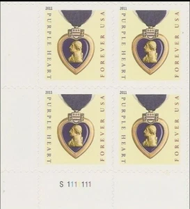 1 #4529 FOREVER PURPLE HEART PB OF 4. BIN $3.25. - Picture 1 of 1