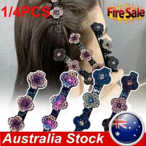 Women Sparkling Crystal Stone Braided Hair Clips Double Bangs Hair Clips Braided - Picture 1 of 16