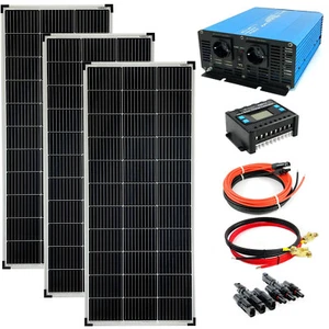 Komplettset 3x140 Watt Solarmodul  1270x590 1500 Watt Spannungswandler 30A - Bild 1 von 10