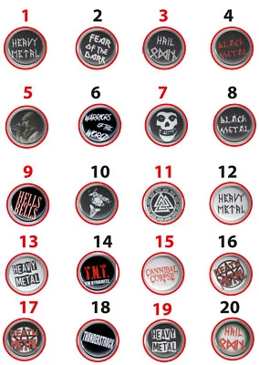 HEAVY METAL "BUTTONS"METAL/BLACK METAL/HELLS BELLS/WARRIORS OF THE WORLD/ETC. - Bild 1 von 2