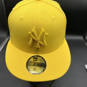 New York Yankees New Era 59/50 Pro Fitted Cap Sz 6-7/8 TAXI Yellow-Rare - Picture 1 of 8