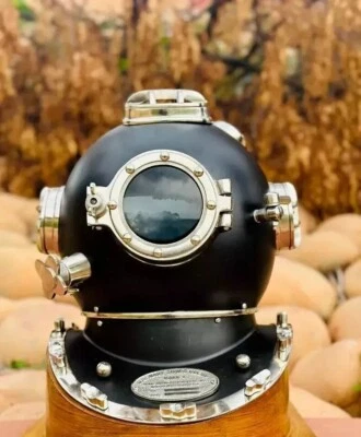 Antiguo Casco de Buceo Negro Auténtico Negro Marina de los Estados Unidos Mark V Casco de Buceo Foto 1 de 4