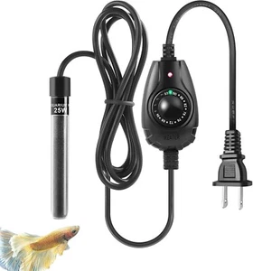 25W Super Mini Aquarium Heater: Adjustable Heater for Small Fish Tank 2-6Gallons - Picture 1 of 4