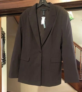 The Limited STRETCH Jacket Women's Size Large Lined Blend Blazer Brown - Picture 1 of 11