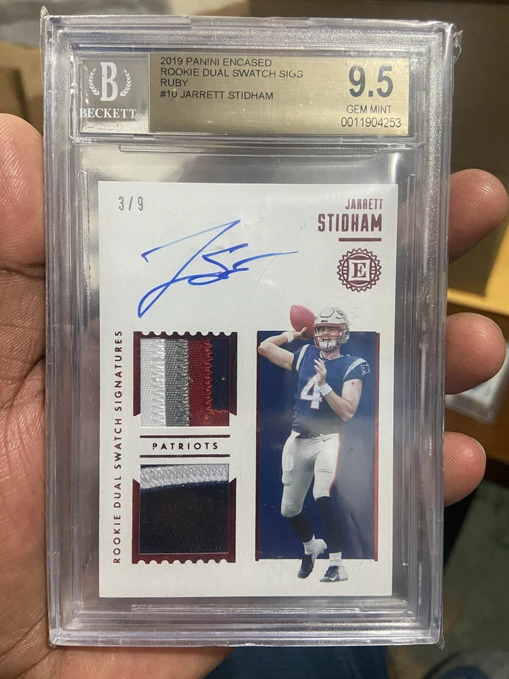 Jarrett Stidham 2018 Panini Encased RPA Dual RC 4 COLOR PATCH AUTO 3/9 BGS 9.5  - Image 1 of 2