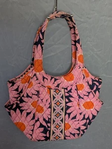 Vera Bradley Bag Loves Me Pink Navy Side by Side Tote Shoulder Travel Shopping - Picture 1 of 11