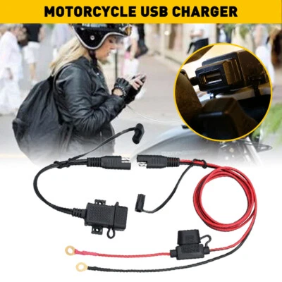 Motorcycle USB Charger Waterproof SAE USB to Adapter Cable Socket - Image 1 of 4