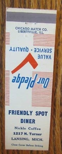 FRIENDLY SPOT DINER (LANSING, MICHIGAN) MATCHBOOK MATCHCOVER -F7 - Bild 1 von 2