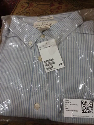 CAMISA H&M L.O.G.G Algodón con botones a rayas talla xl azul nueva con etiquetas Foto 1 de 4