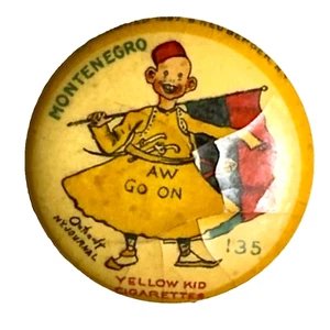 Cigarrillo Alto Almirante 1897 amarillo niño 135 bandera de Montenegro celuloide pinback - Imagen 1 de 4