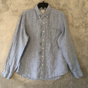 J.Crew Mens Slim Baird McNutt Irish Linen Shirt Large Blue Button down - Picture 1 of 14