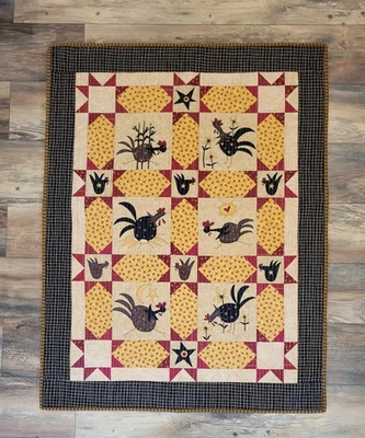 Primitive Chicken Quilt- Chicken lover decor- chickens - Image 1 of 4