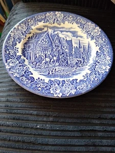 English Ironstone Tableware EIT Dickens Series Blue White Vintage Plate 9.5" - Picture 1 of 8