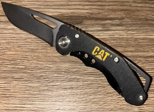 Caterpiller 980010 Cat Black Stainless Straight Folding Framelock Pocket Knife - Picture 1 of 2
