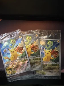 Pikachu 027 Sv: Scarlet & Violet Promo Cards Pokemon Center Stamp And 2x Non! - Picture 1 of 9